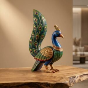 Royal Wooden Peacock Sculpture